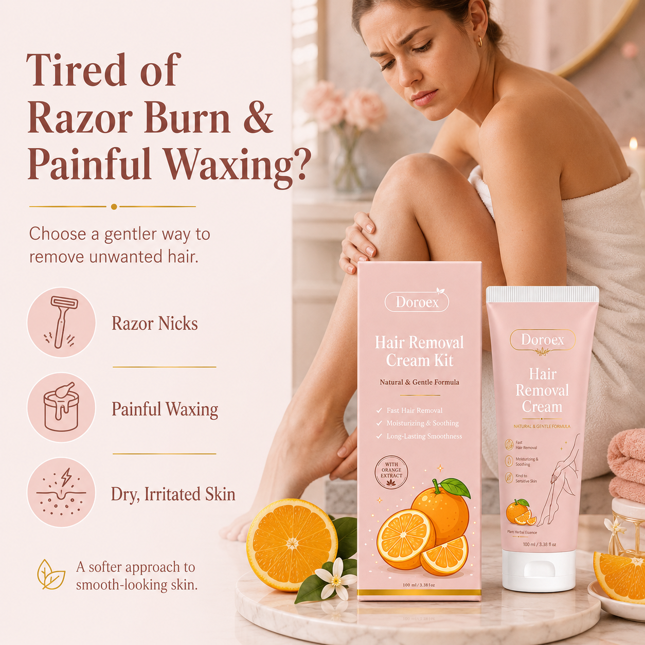 Doroex Gentle Hair Removal Cream for Sensitive Skin | Smooth & Effective for Women & Men