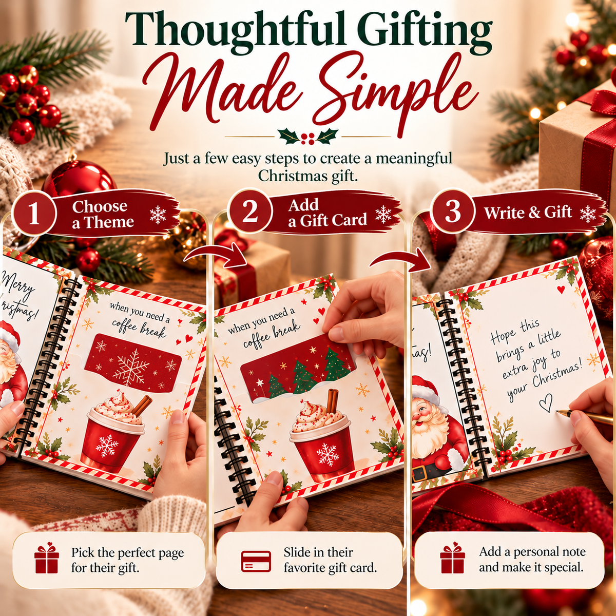 🎄 Christmas Gift Card Book – A Magical Surprise on Every Page | Durable Hardcover Gift Book 🎁