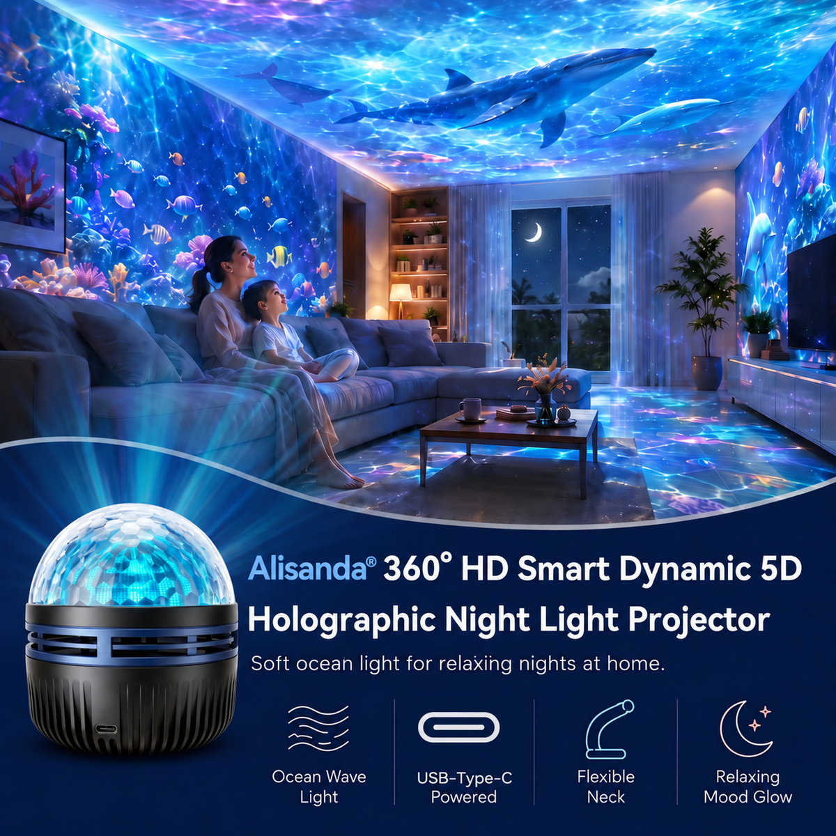 🦖🎁360° Smart Holographic Starry Sky Projector (HD Smart Dynamic 5D)
