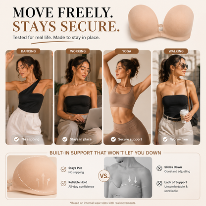 Strapless Push-Up Bra – Front Closure, Wireless & Seamless