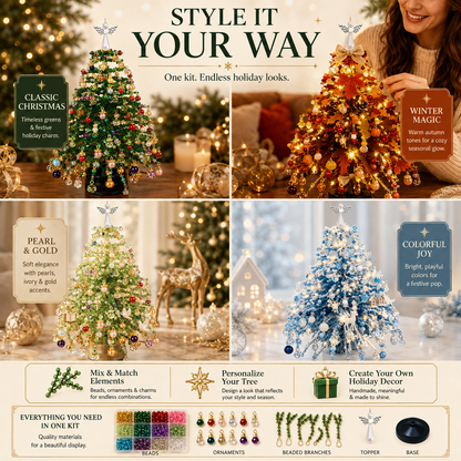 DIY Beaded Christmas Tree Kit, Hand‑Made Mini Crystal Bead Xmas Tree Craft Set