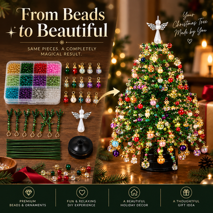 DIY Beaded Christmas Tree Kit, Hand‑Made Mini Crystal Bead Xmas Tree Craft Set