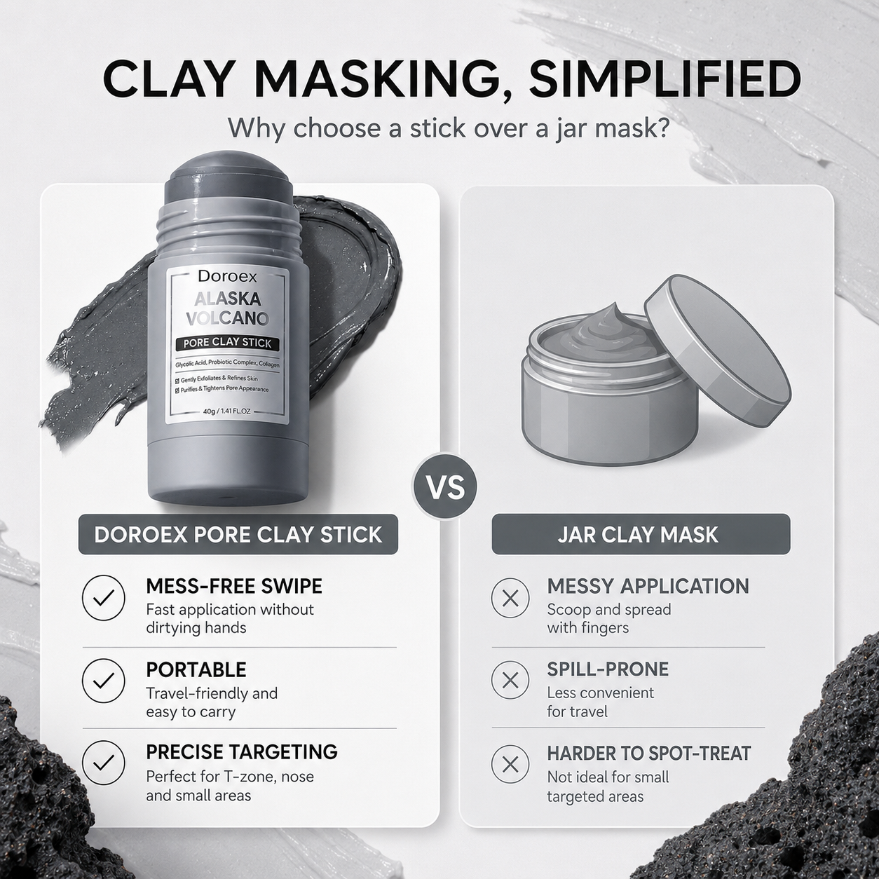 Clay Mask Stick Set – Mugwort & Volcanic Clay for Deep Pore Cleansing, Oil Control