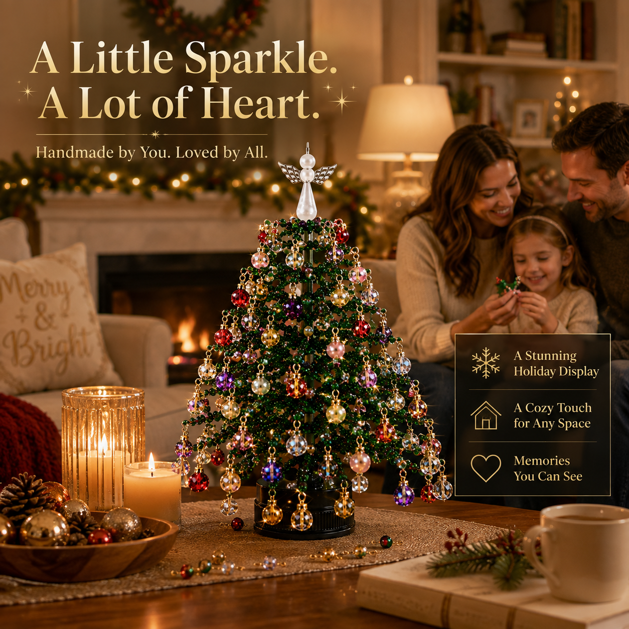 DIY Beaded Christmas Tree Kit, Hand‑Made Mini Crystal Bead Xmas Tree Craft Set