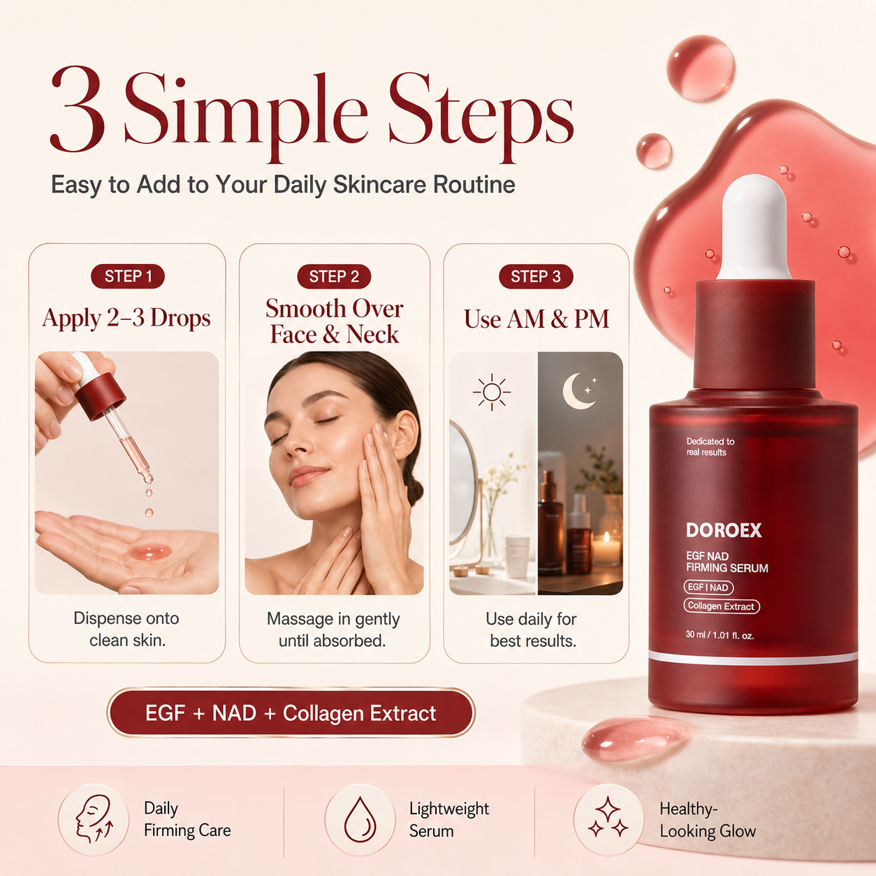 NAD+ EGF Firming Serum – Anti-Aging Collagen Booster for Youthful Radiance