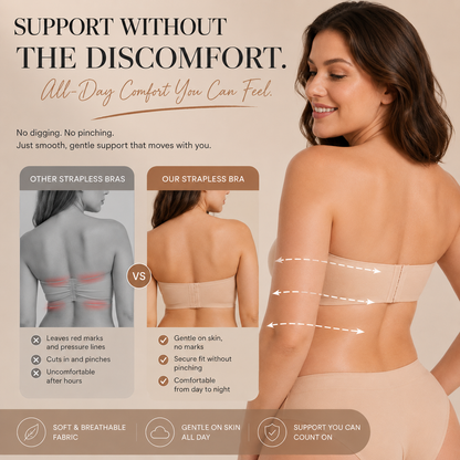Strapless Push-Up Bra – Front Closure, Wireless & Seamless