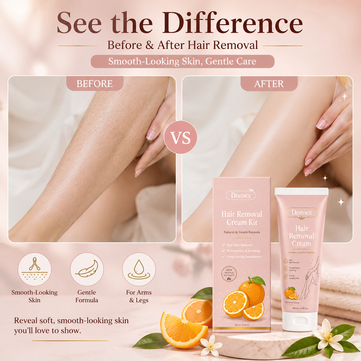 Doroex Gentle Hair Removal Cream for Sensitive Skin | Smooth & Effective for Women & Men