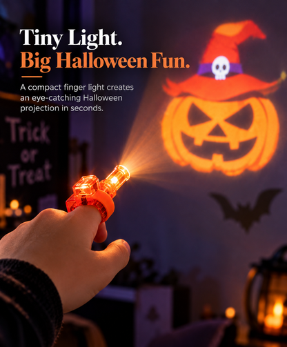 Halloween Finger Projector Lights – LED Ghost & Pumpkin Projection Toys for Kids, Party Favors & Trick-or-Treat