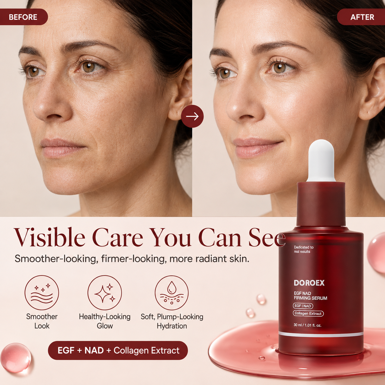 NAD+ EGF Firming Serum – Anti-Aging Collagen Booster for Youthful Radiance