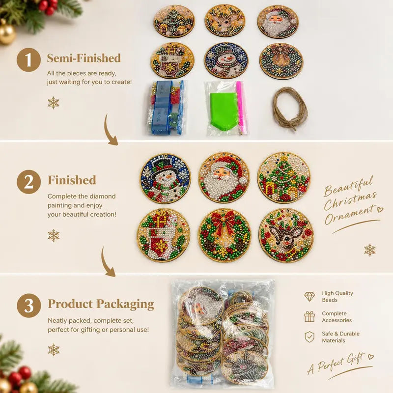 Christmas DIY Diamond Painting Ornaments Kit, Gift for Holiday Home Party