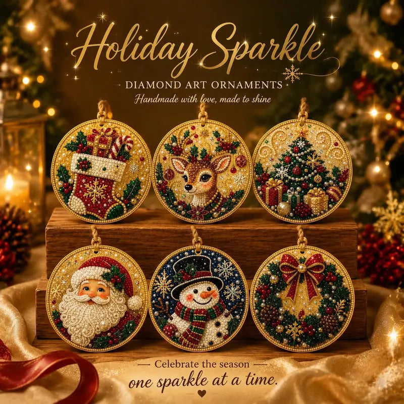 Christmas DIY Diamond Painting Ornaments Kit, Gift for Holiday Home Party